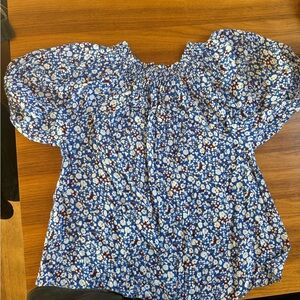 Apiece Apart Blue and White Floral Top